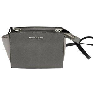 Michael Kors SELMA SATCHEL Shoulder Bag Logo Leather Gray Women